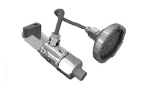 Ett handhållet duschhuvud i metall med en flexibel slang och en enkel sprayinställning, med en enkel design med kromfinish.